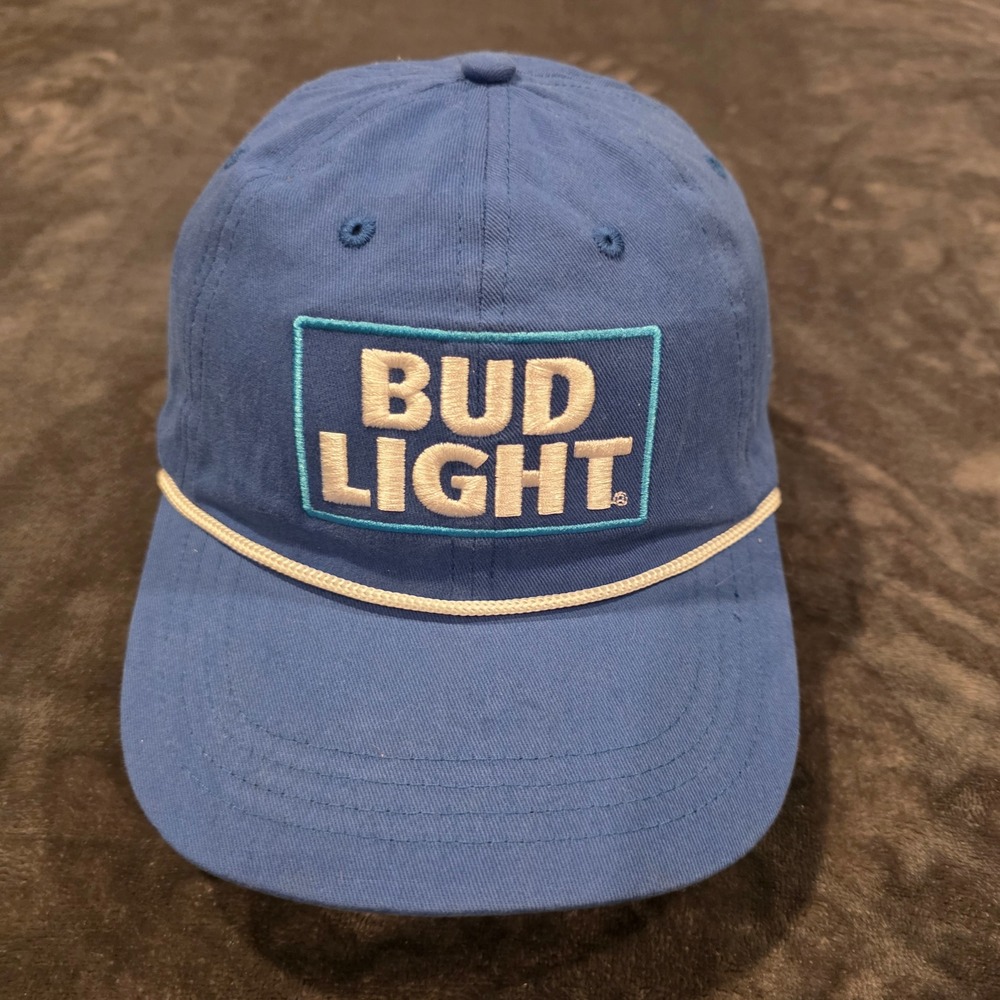 Bud Light Rope Hat Blue Snapback Embroidered Patch Baseball Cap One Size